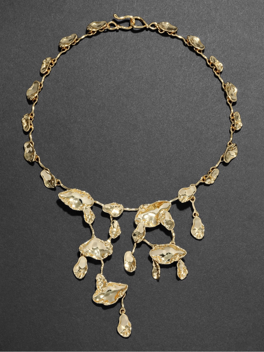 ALEXIS BITTAR • Brut Glimmering Gold Petal Cascading Mosaic Necklace